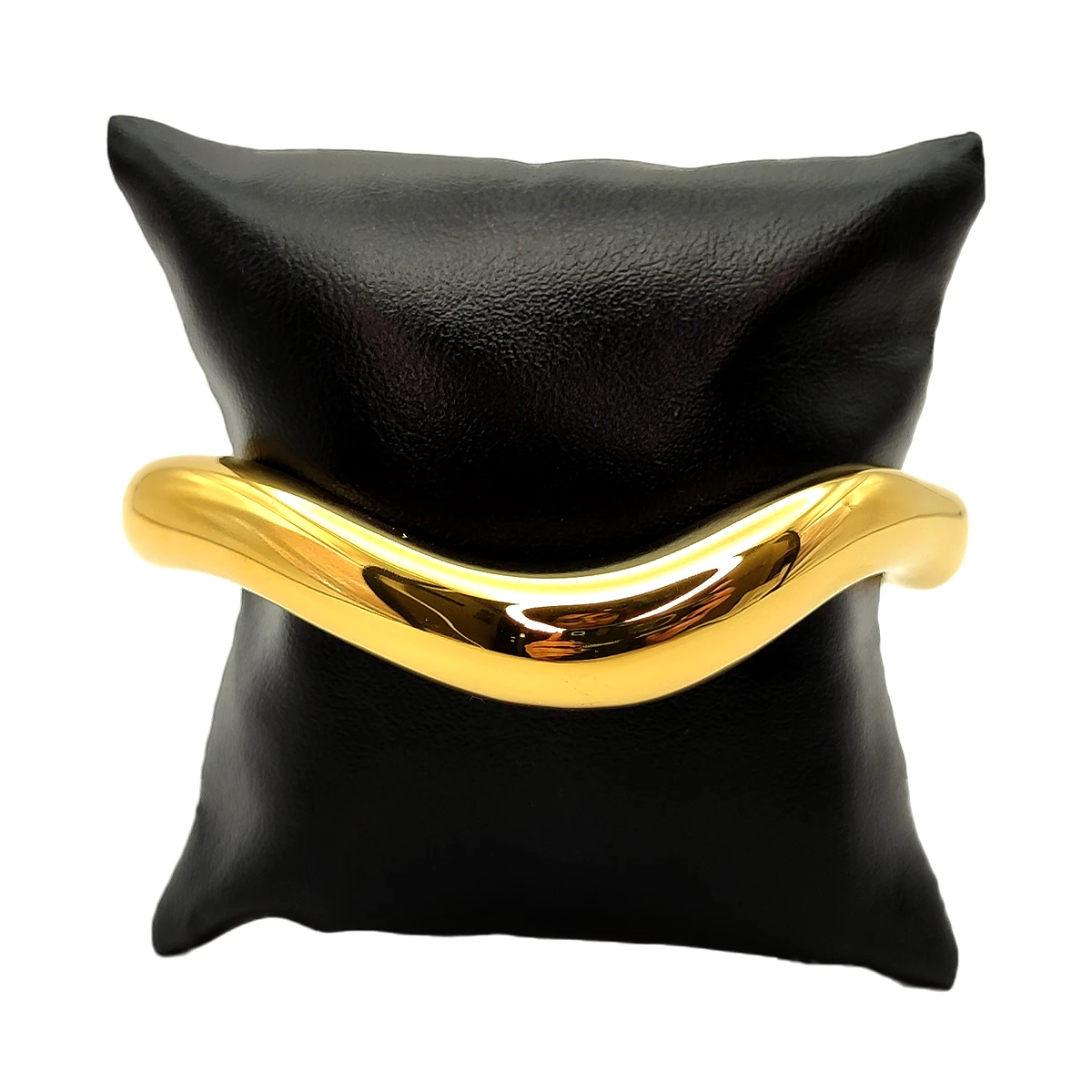 Pulsera Acero Dorado Onda Liquida Irregular Exagerada 3