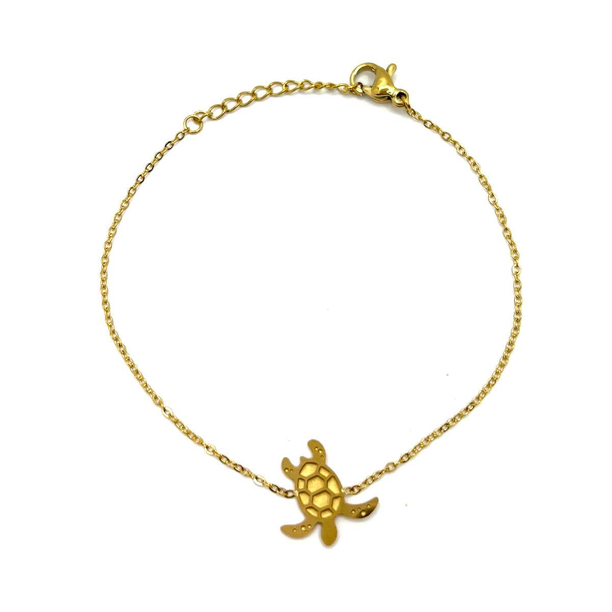 Pulsera Acero Dorado Para Mujer Forma Tortuga Marina Mini