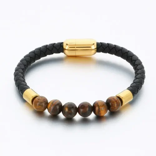 Pulsera-Acero-Dorado-Piel-Cuentas-Ojo-de-Tigre-Iman.webp