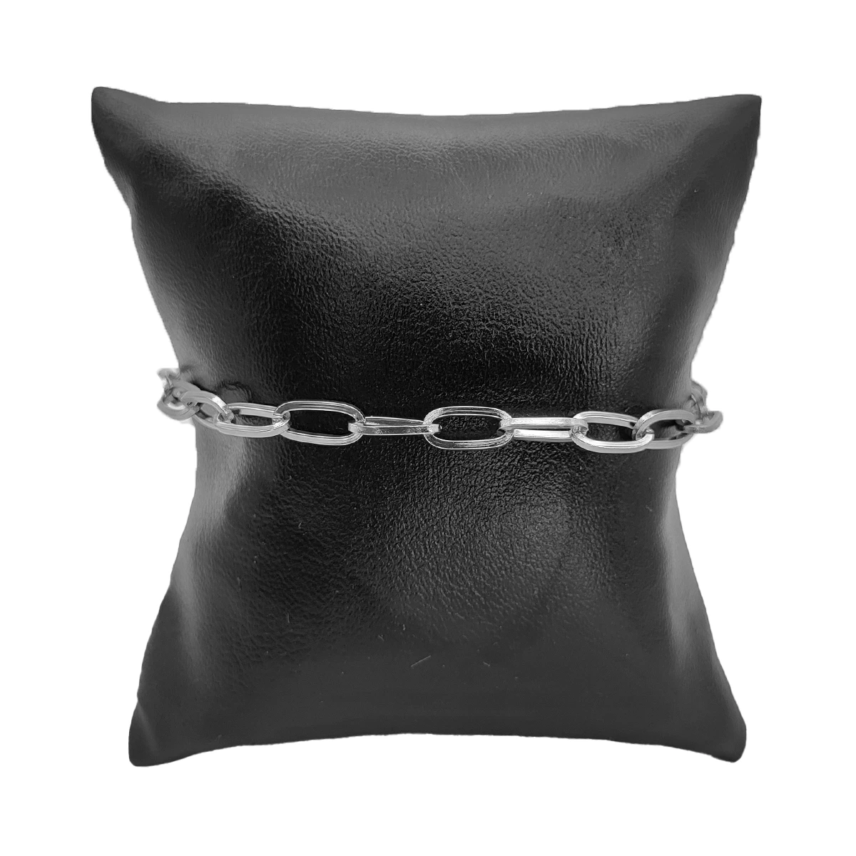 Pulsera Acero Inox Plateado Eslabon Oval Delgado Casual 2