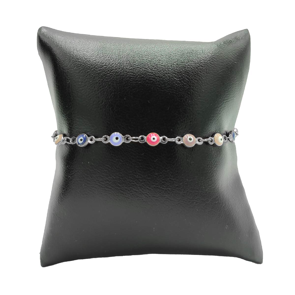 Pulsera Acero Inox Plateado Ojo Turco Multicolores 4 Mm 2