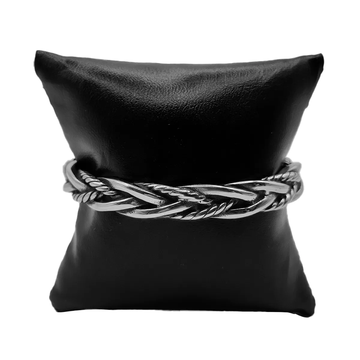 Pulsera Acero Inox Plateado Trenzada Torcida Hombre 2