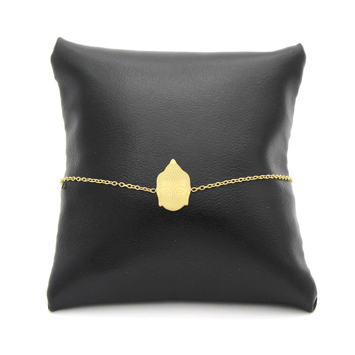 Pulsera Acero Inoxidable Dorado Cabeza Buda Suerte 2