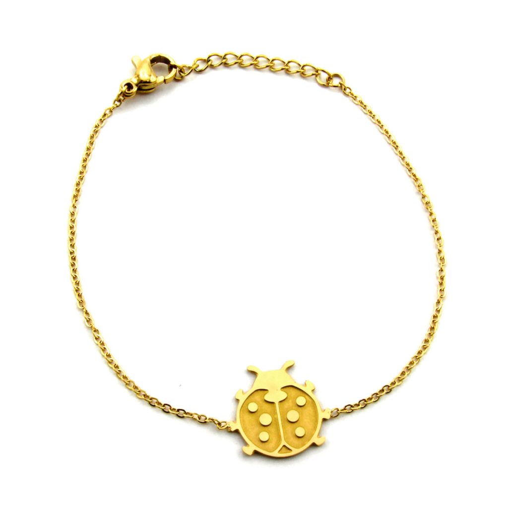 Pulsera Acero Inoxidable Dorado Catarina Mariquita