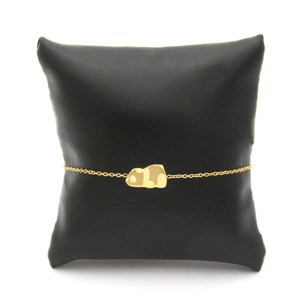 Pulsera Acero Inoxidable Dorado Panda Acostado Suerte 2
