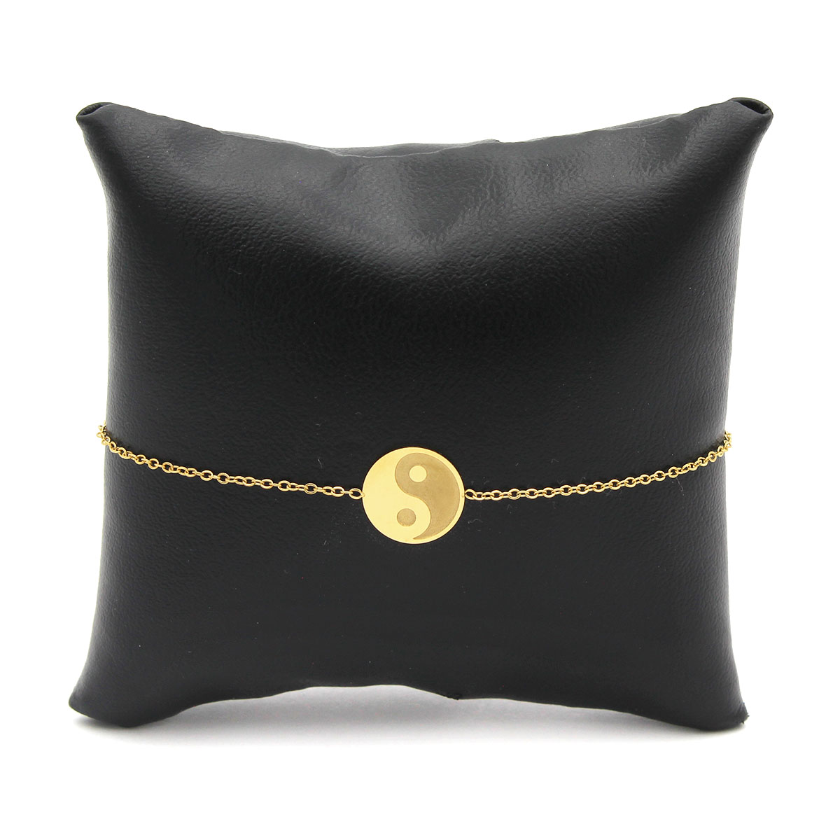 Pulsera Acero Inoxidable Dorado Yin Yang Circular 2