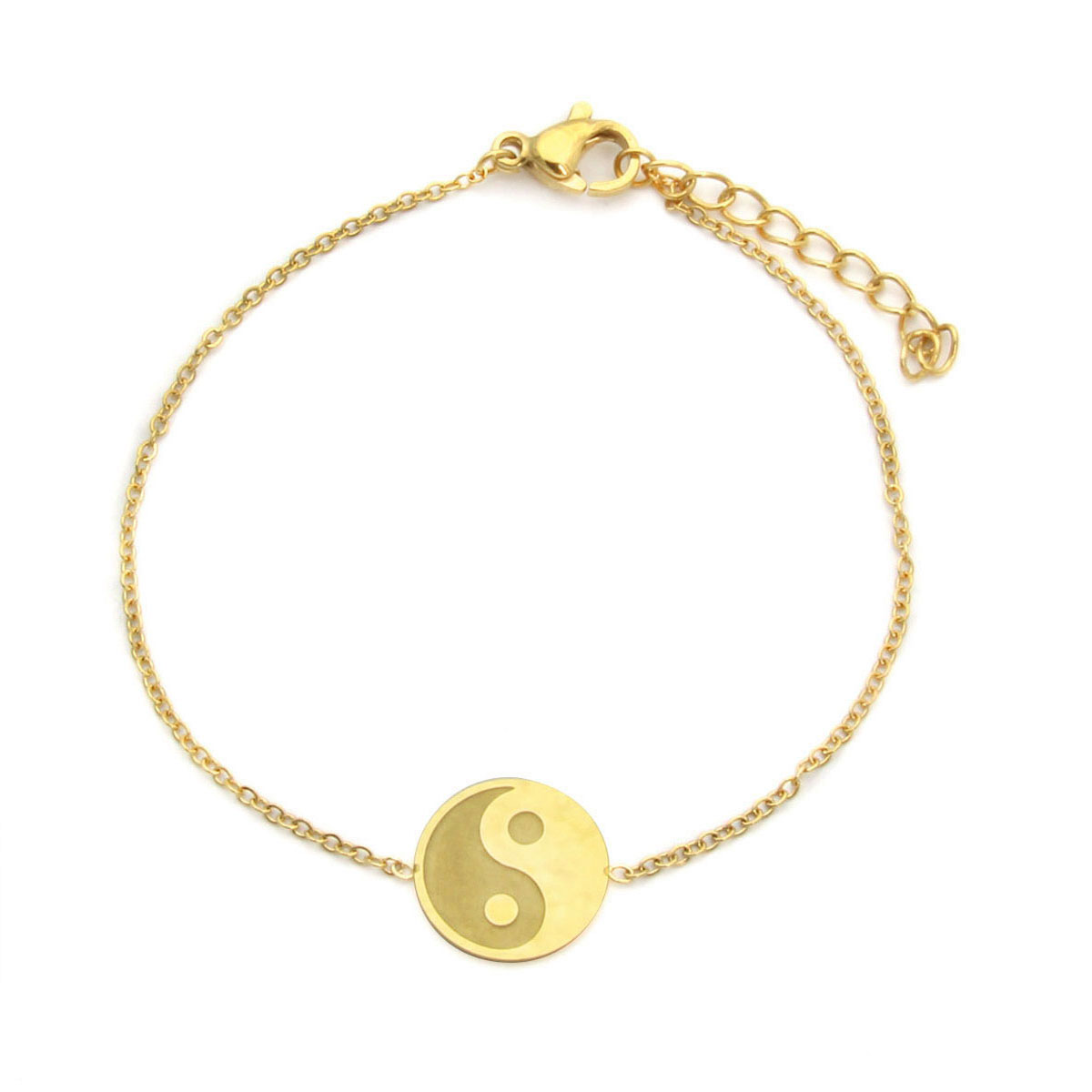 Pulsera Acero Inoxidable Dorado Yin Yang Circular
