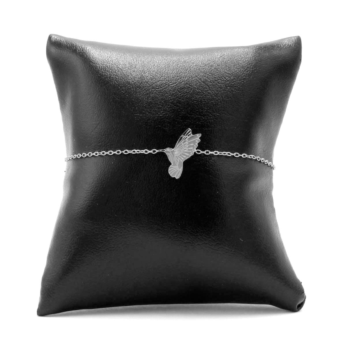 Pulsera Acero Inoxidable Plateado Colibri Chuparrosas 2