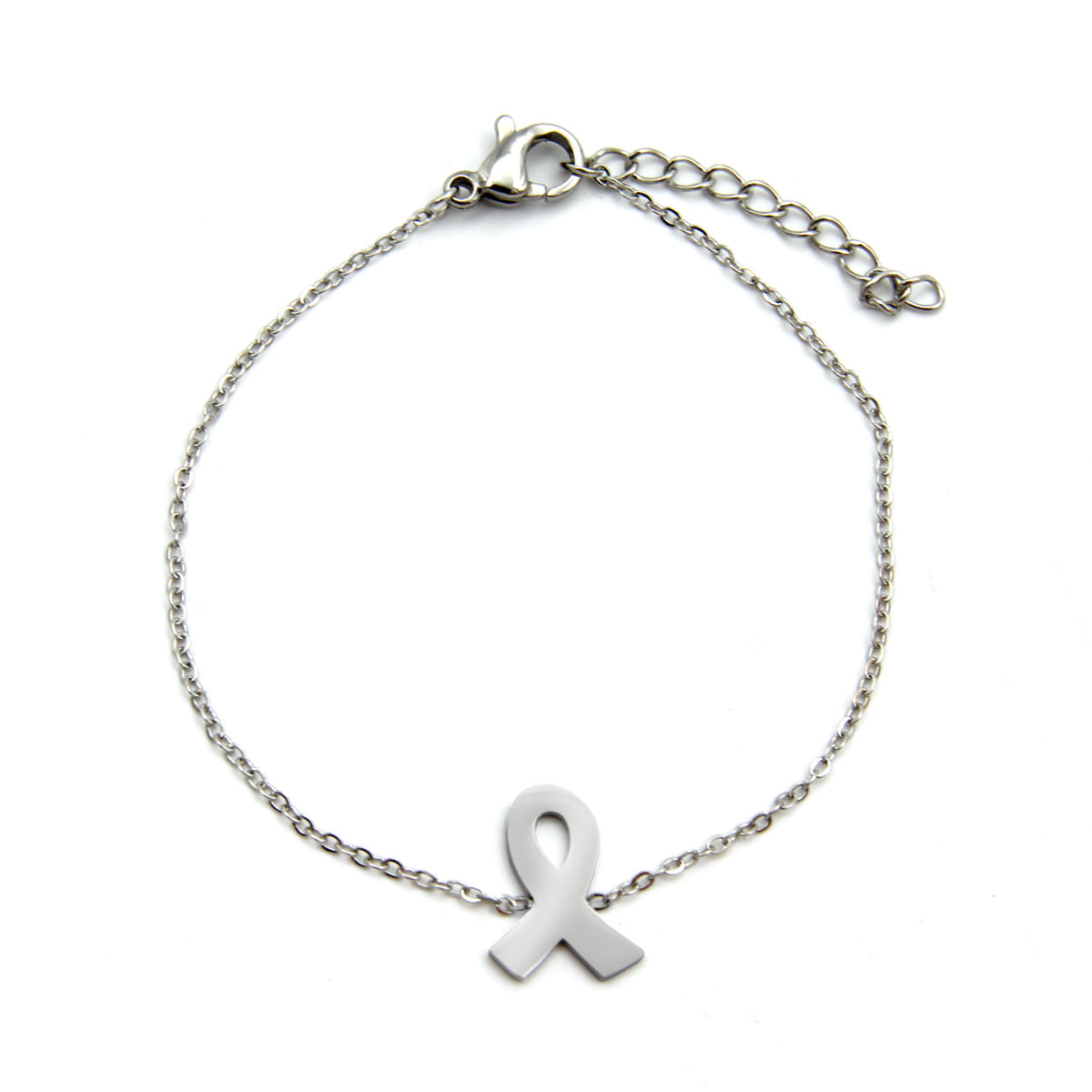 Pulsera Acero Inoxidable Plateado Liston Contra El Cancer