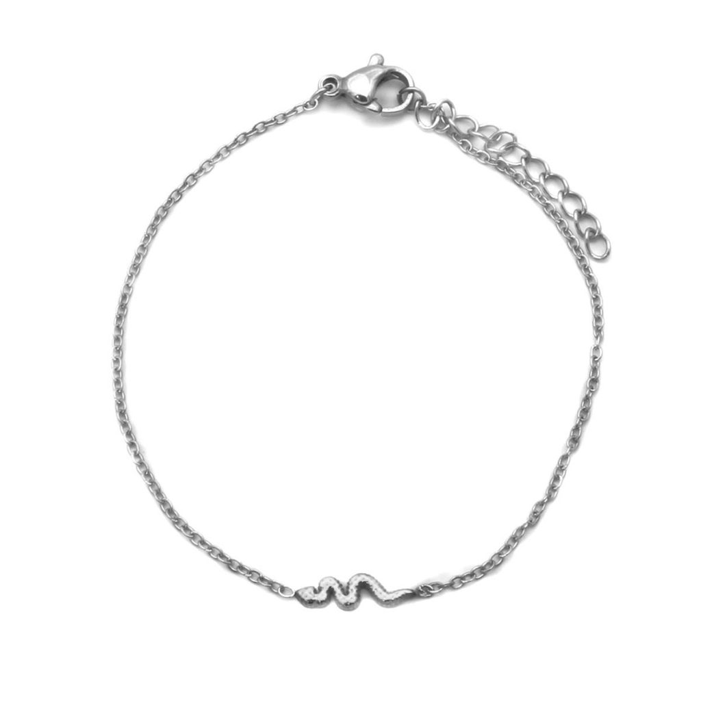Pulsera Acero Inoxidable Plateado Mini Pulsera Serpiente