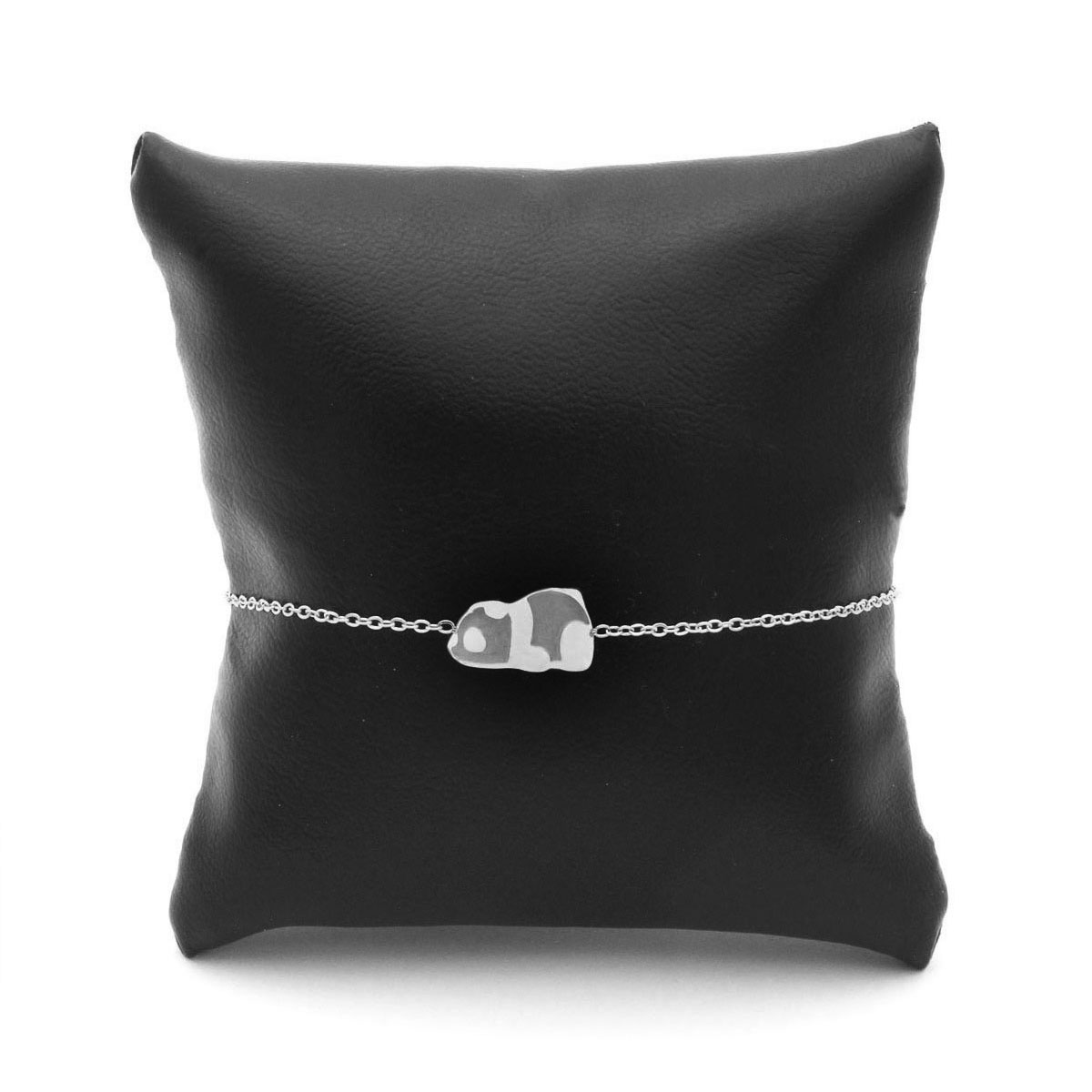 Pulsera Acero Inoxidable Plateado Panda Acostado Suerte 2