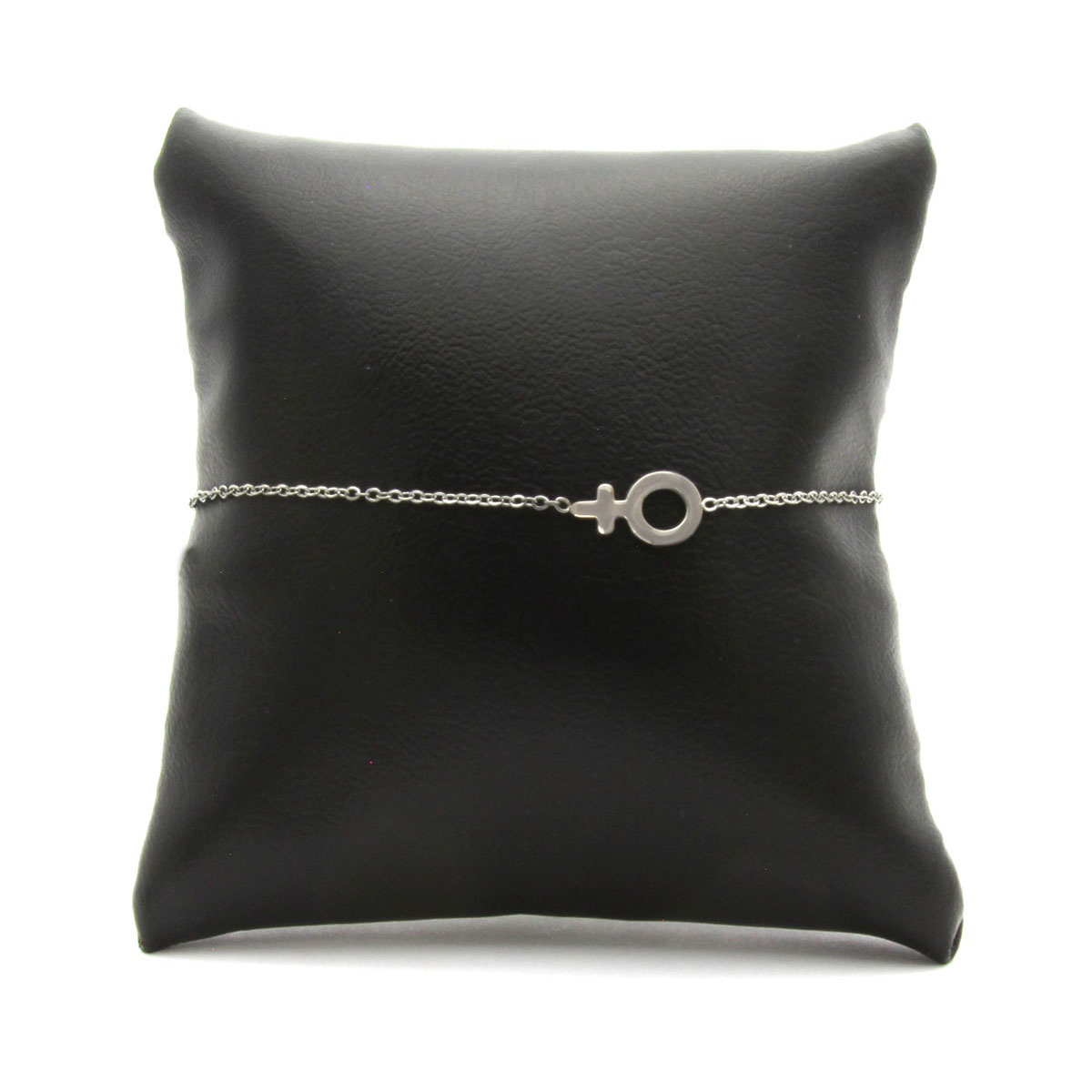 Pulsera Acero Inoxidable Plateado Simbolo Espejo Venus 2