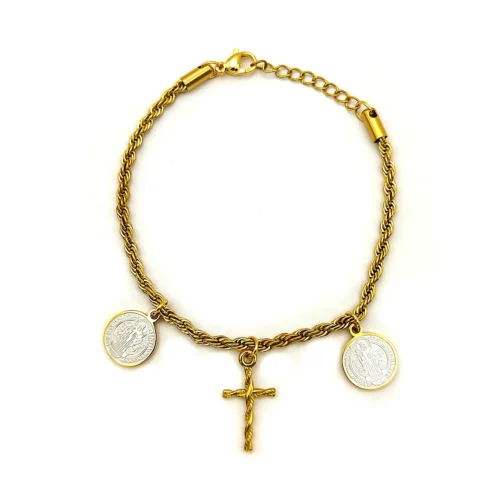 Pulsera-Acero-Medalla-Bicolor-San-Benito-Cruz-Trenza-1-1.webp