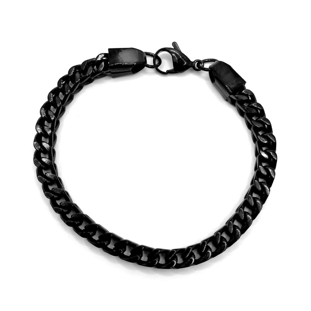 Pulsera Acero Negro Hombre Esclava Cubica Trenzada 1