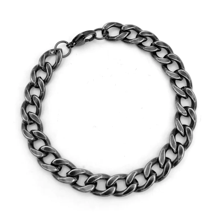 Pulsera-Acero-Negro-Vintage-Eslabon-Cubano-Grueso-9.5-mm-1.webp