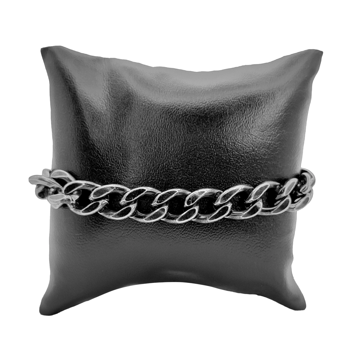 Pulsera Acero Negro Vintage Eslabon Cubano Grueso 9.5 mm 2