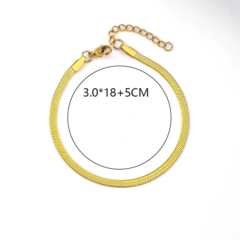 Pulsera Acero Dorado Planchada Panza de Vibora Lisa 3mm 5 Pulsera Acero Dorado Planchada Panza de Vibora Lisa 3mm - Image 3