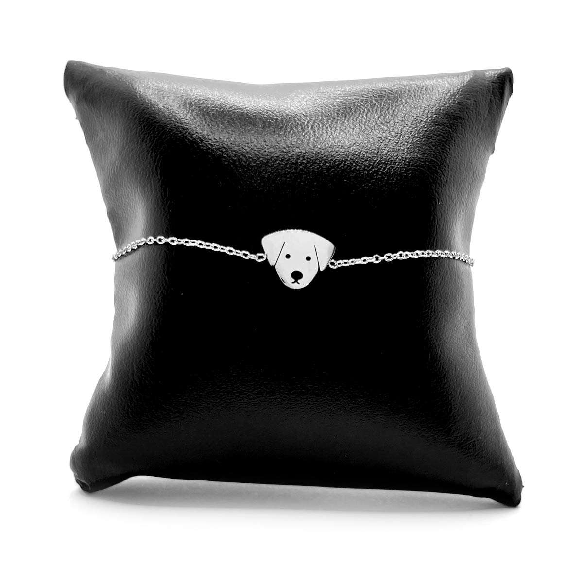 Pulsera Acero Plata De Mujer Silueta Cabeza Perrito Lindo 2