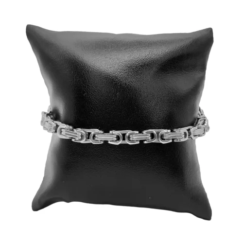 Pulsera-Acero-Plateada-Eslabon-Bizantino-Elegante-5-mm-2.webp