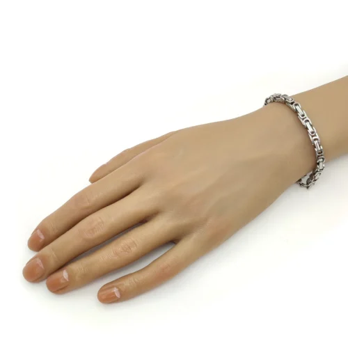 Pulsera-Acero-Plateada-Eslabon-Bizantino-Elegante-5-mm-3.webp