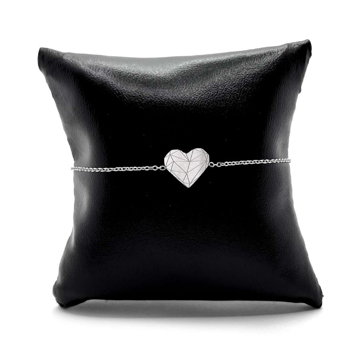 Pulsera Acero Plateado De Mujer Diseno Corazon Geometrico 2