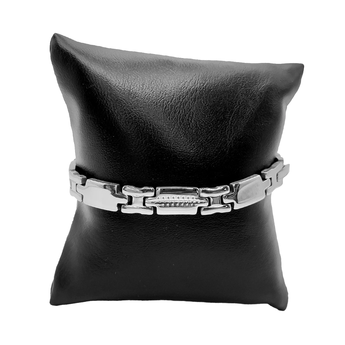 Pulsera Acero Plateado Esclava Barrita Grabada Relieve 1