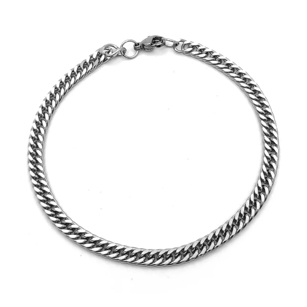 Pulsera Acero Plateado Esclava Cubana Continua 5 mm 5