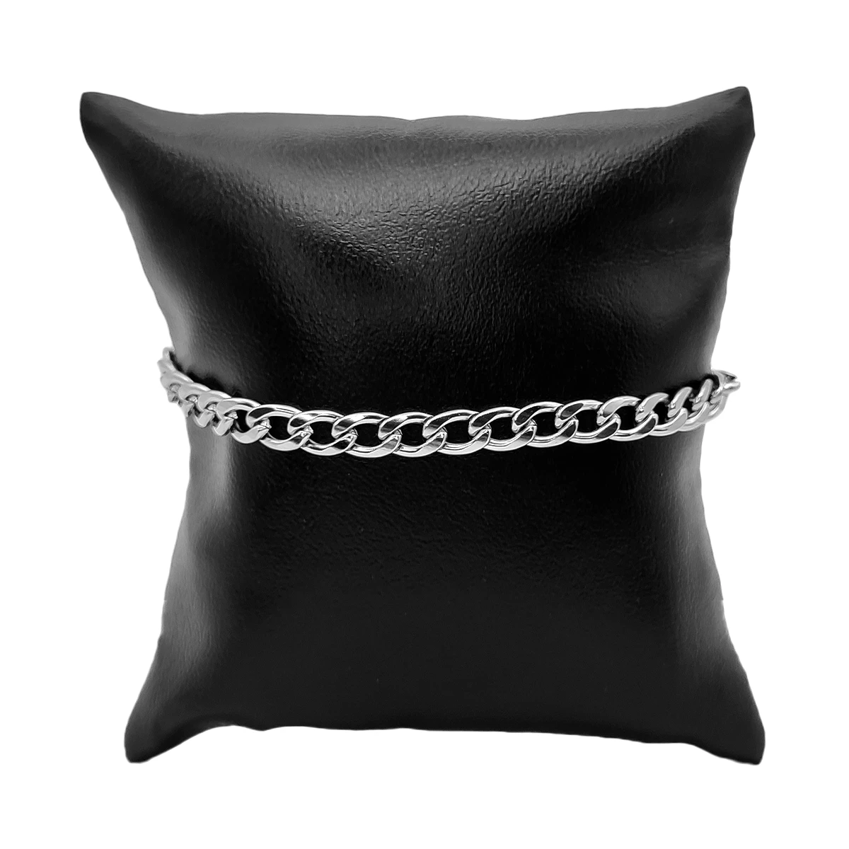 Pulsera Acero Plateado Esclava Eslabon Cubano 5 mm 2