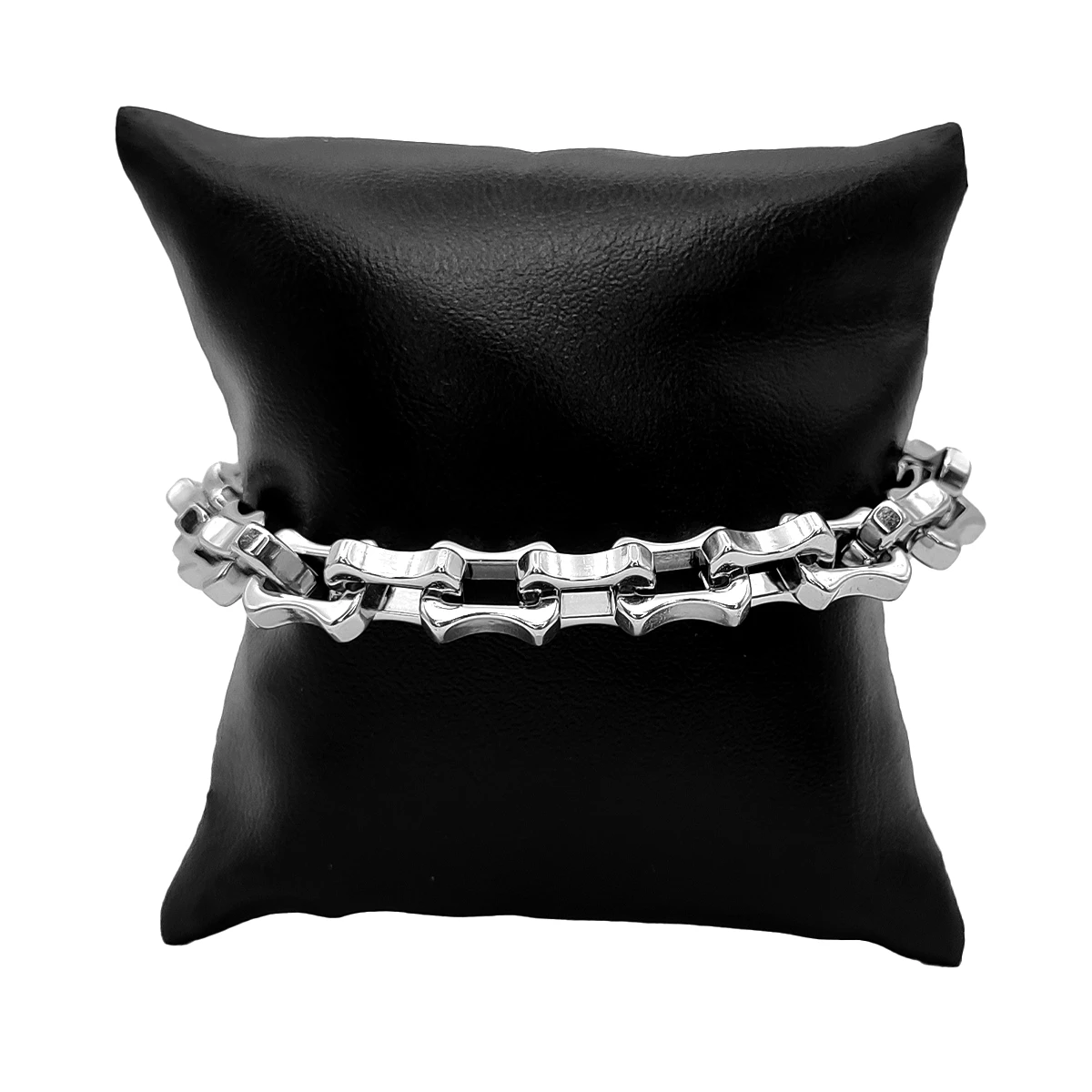 Pulsera Acero Plateado Esclava Punk Rock Robusta 10 mm 2