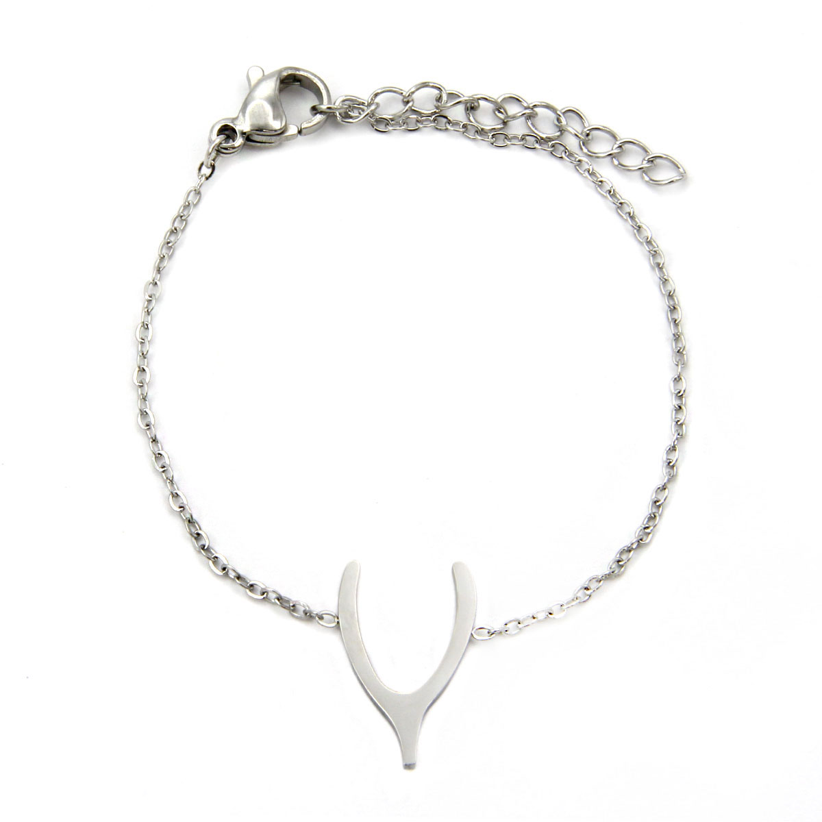 Pulsera Acero Plateado Huesito Buena Suerte Fortuna Deseo