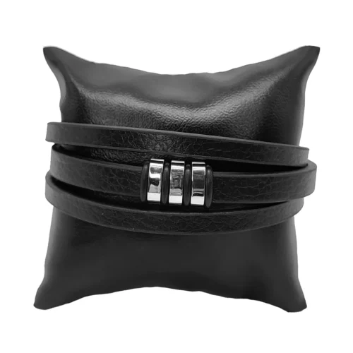 Pulsera-Acero-Plateado-Piel-Triple-Cuentas-Rectangulares-1.webp