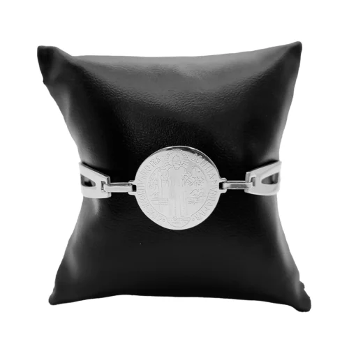 Pulsera-Acero-Plateado-Semi-Brazalete-Medalla-San-Benito-2.webp
