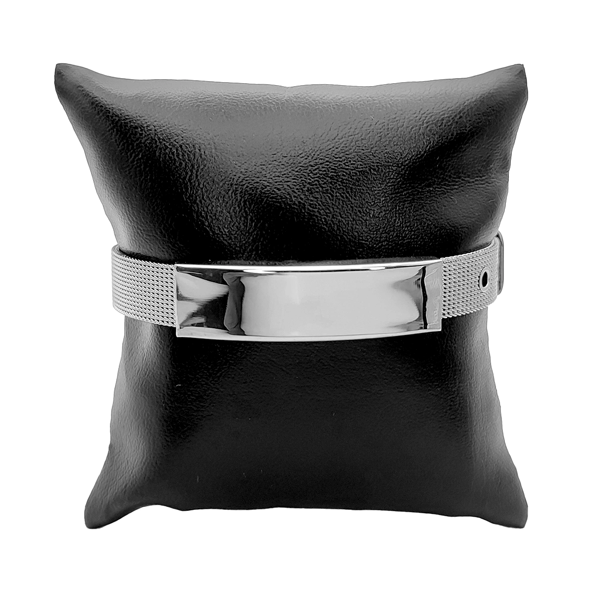 Pulsera Acero Plateado Tipo Cinturon Placa Para grabado 3