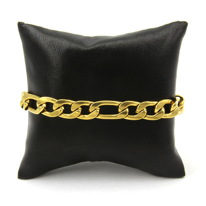 Pulsera Brazalete Acero Inox Dorado 3x1 Tradicional 2