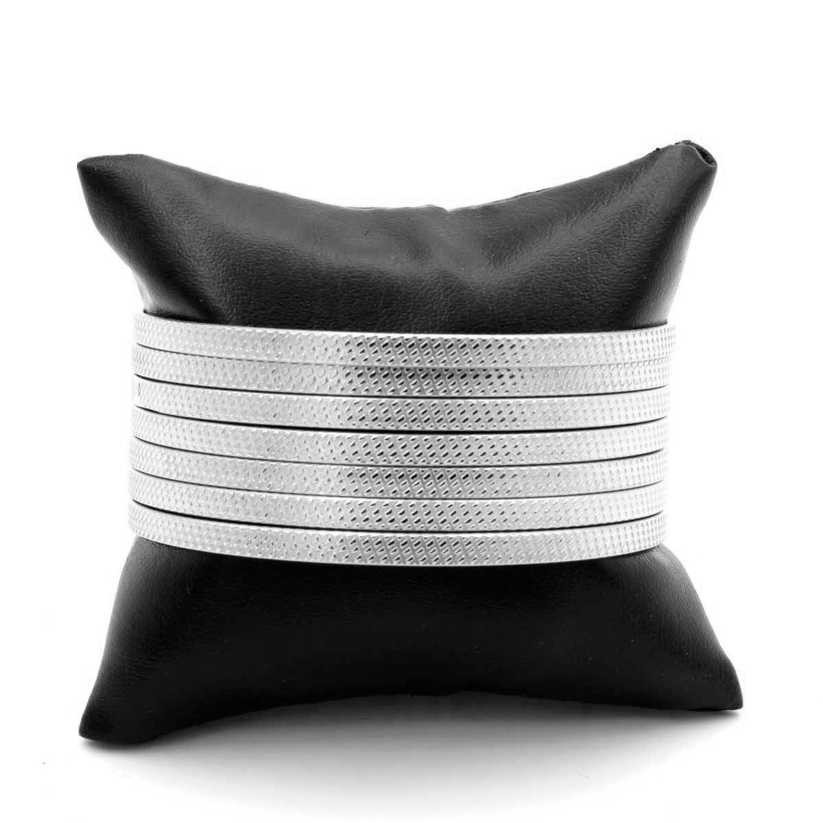 Pulsera Brazalete Acero Plateado Semanario Grabado Lineal 2