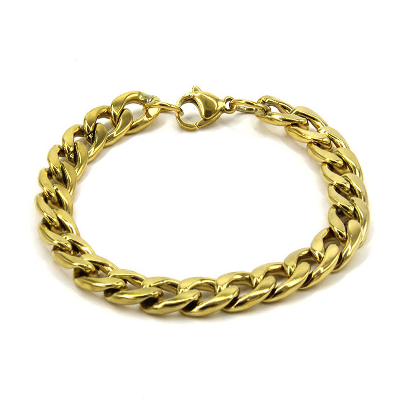 Pulsera Esclava Acero Inox Dorado Eslabon Bilbao Grande