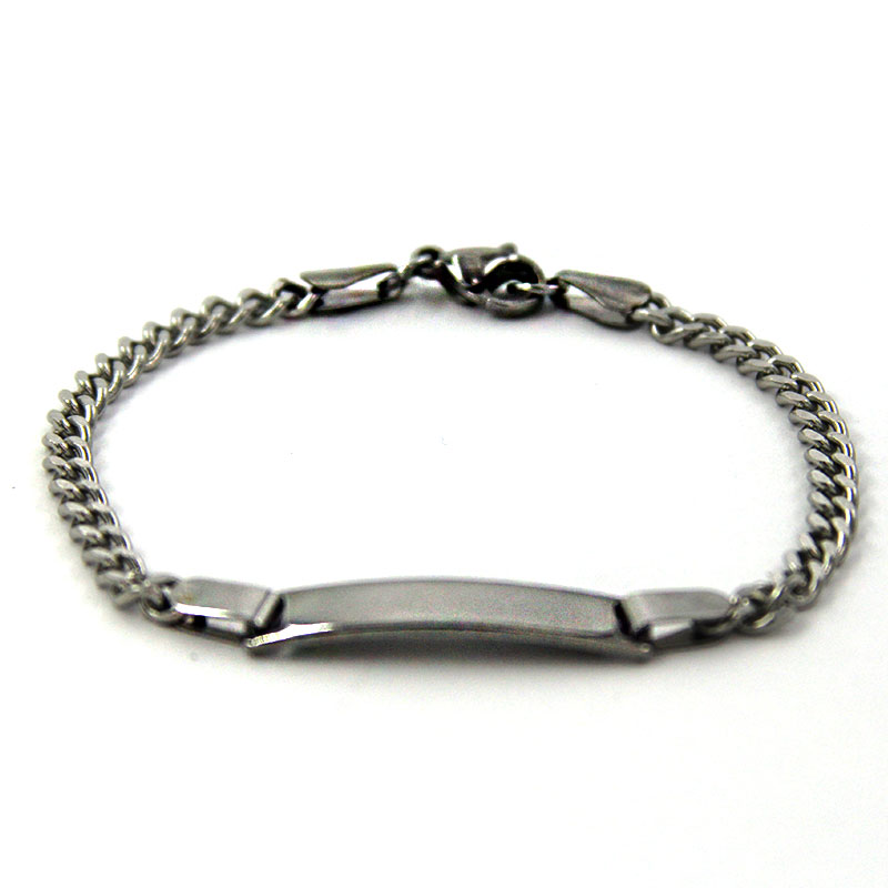 Pulsera eslabon con placa plateada 2