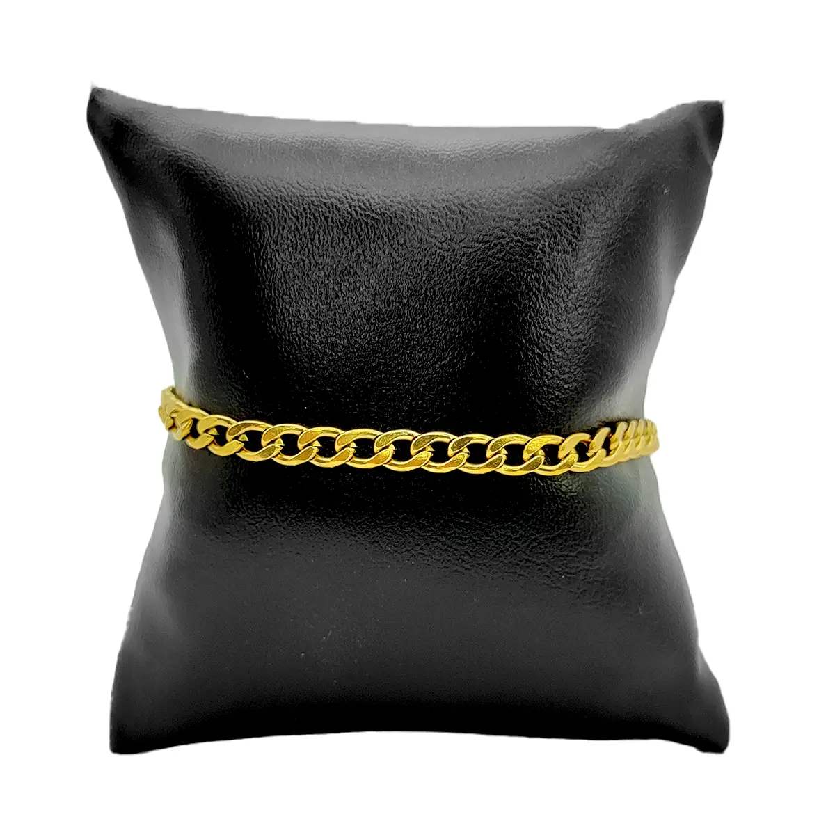 Pulseras Acero Dorado Eslabon Barbado Cubano Delgada 3