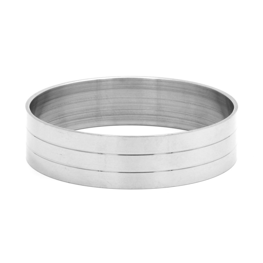 Pulseras Tipo Pulso Acero Inox Plateado Doble Bisel Liso