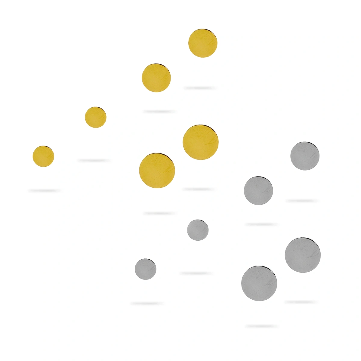 Set Aretes Acero Tres Pares Broquel Circulos Planos Lisos