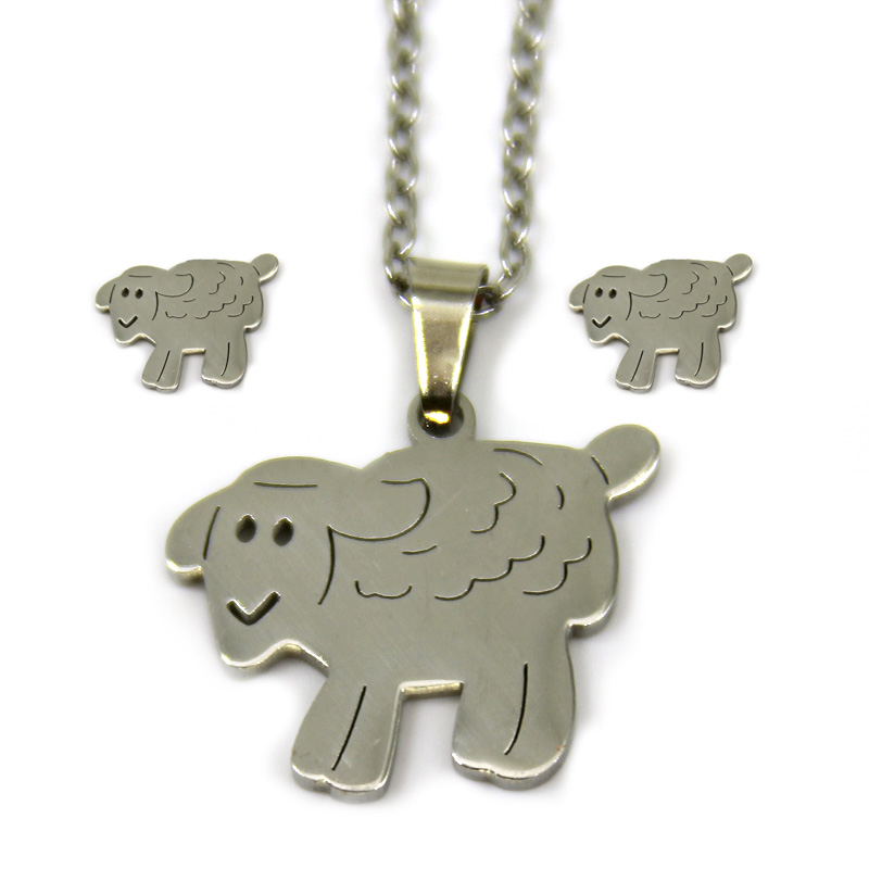 Set De Joyeria Acero Plateado Ovejas