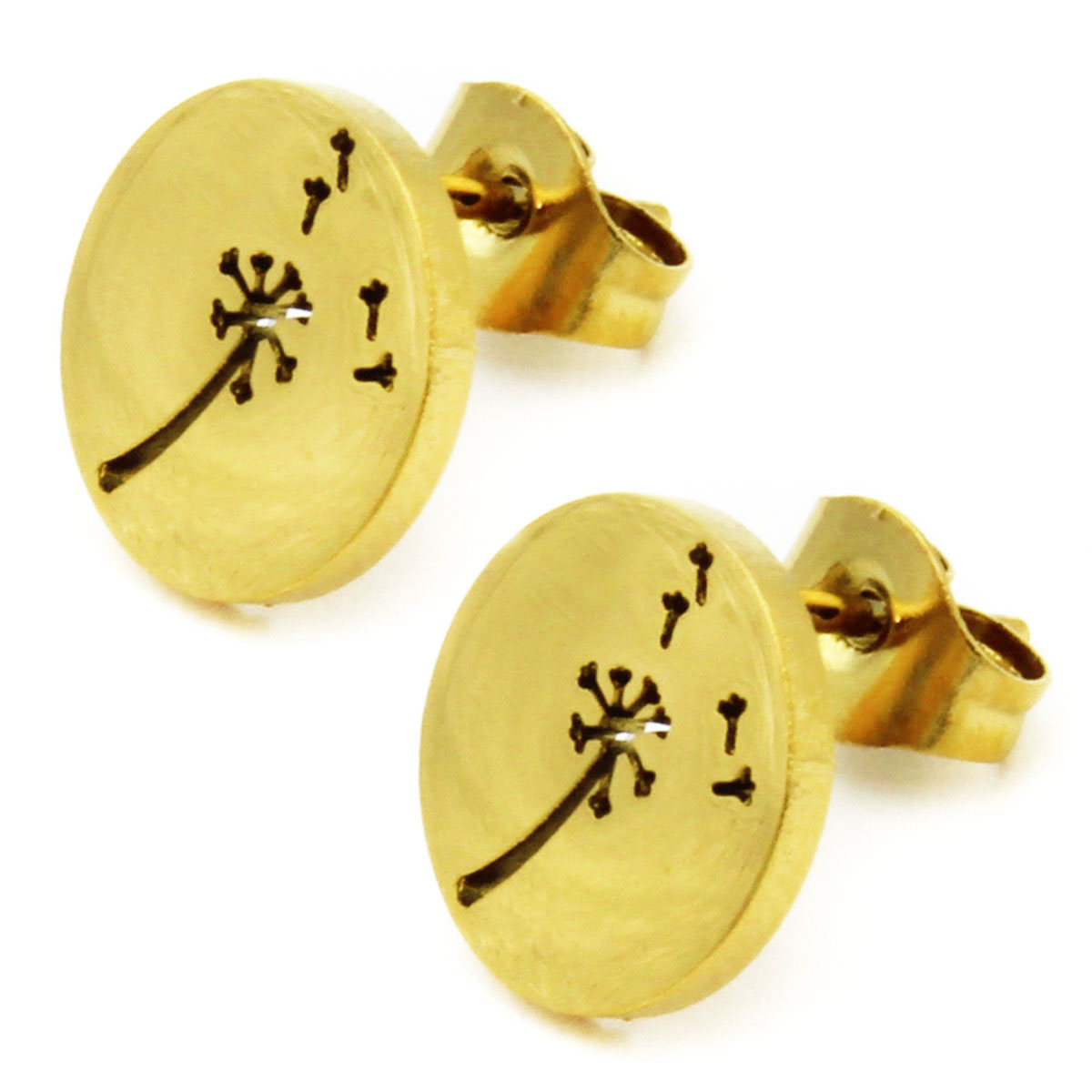 Set Joyeria Acero Dorado Diente Leon Deseo Felicidad 2