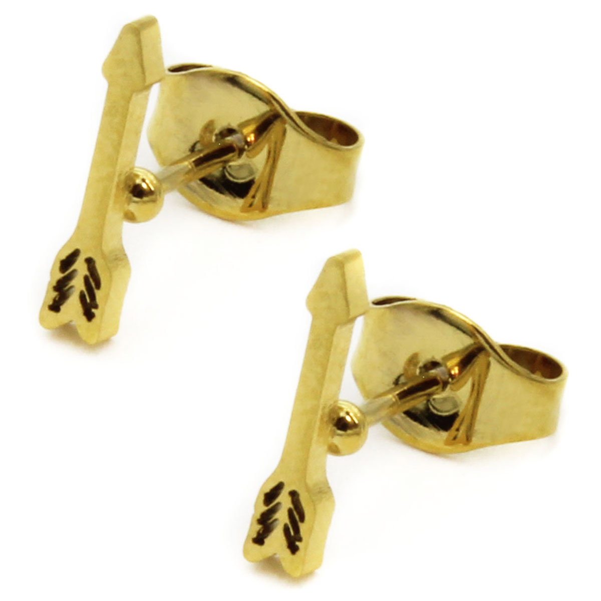 Set Joyeria Acero Dorado Flecha Sencilla Direccion 2