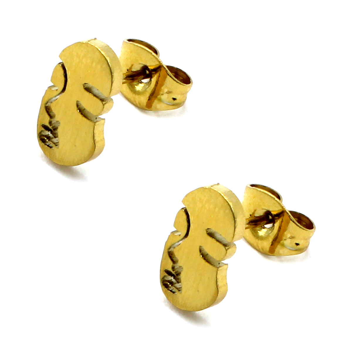 Set Joyeria Acero Dorado Forma Cara Mujer 2