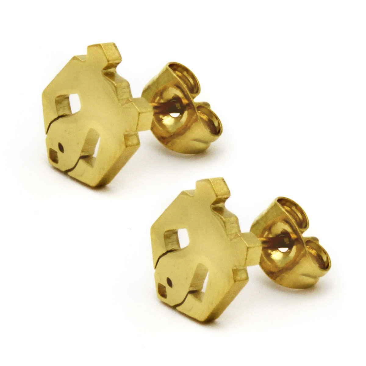 Set Joyeria Acero Dorado Oso Panda Geometrico Minimalista 2