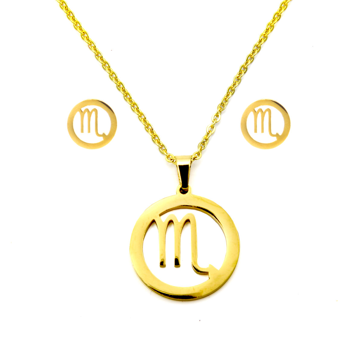 Set Joyeria Acero Dorado Signo Zodiacal EscorpionHoroscopo