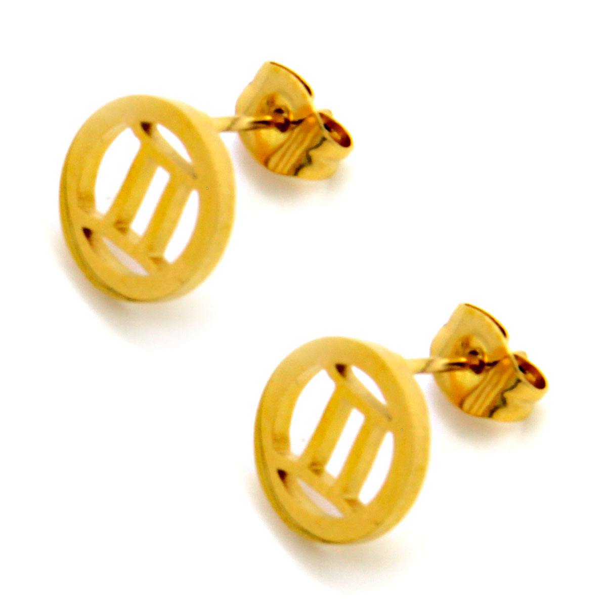 Set Joyeria Acero Dorado Signo Zodiacal Geminis 2