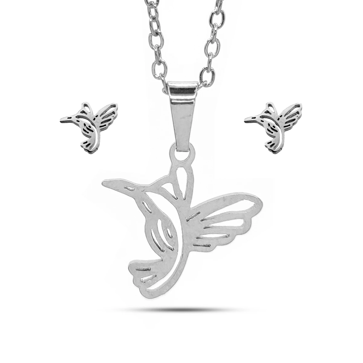 Set Joyeria Acero Inox Colibri Calado Esperanza Pequeno 6