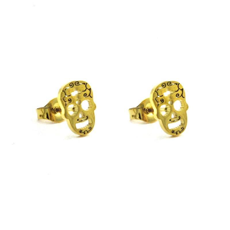 Set Joyeria Acero Inox Dorado Calaverita Simple Disenada 2