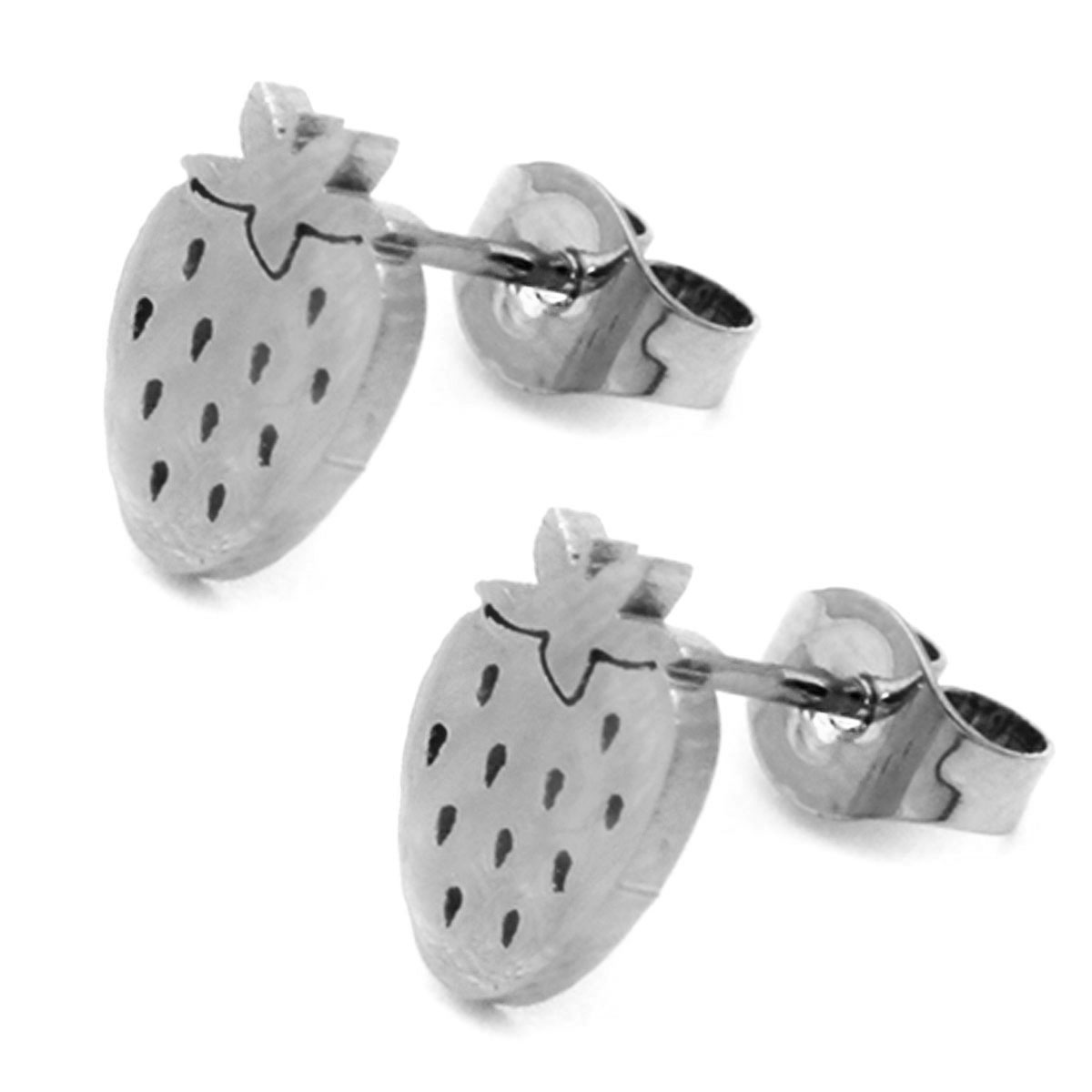 Set Joyeria Acero Inox Plateado Fruta Fresa Natural 2